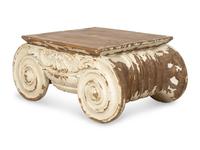 A Carved and Painted Pine Ionic Capital Low Table