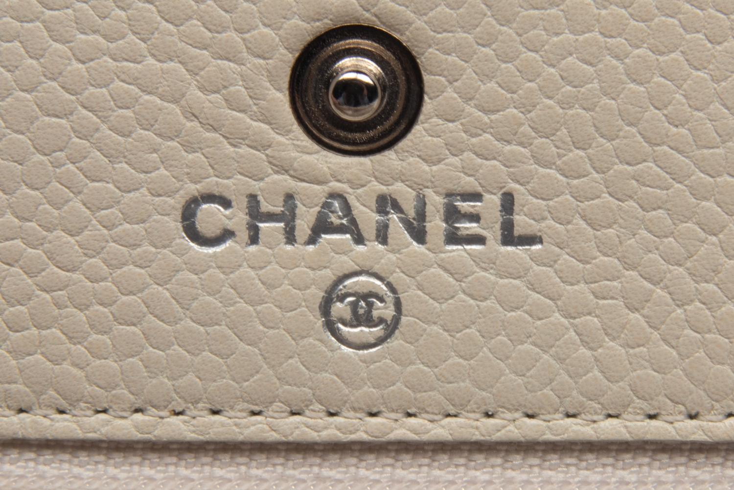 Chanel Timeless Wallet On Chain in White Caviar Leather