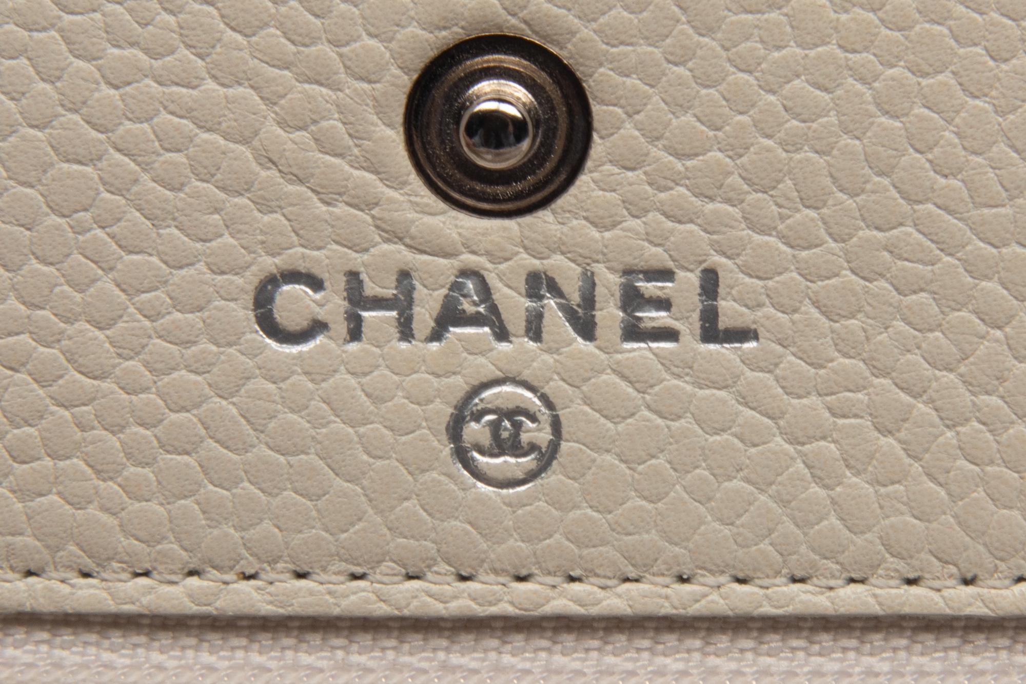 Chanel Timeless Wallet On Chain in White Caviar Leather