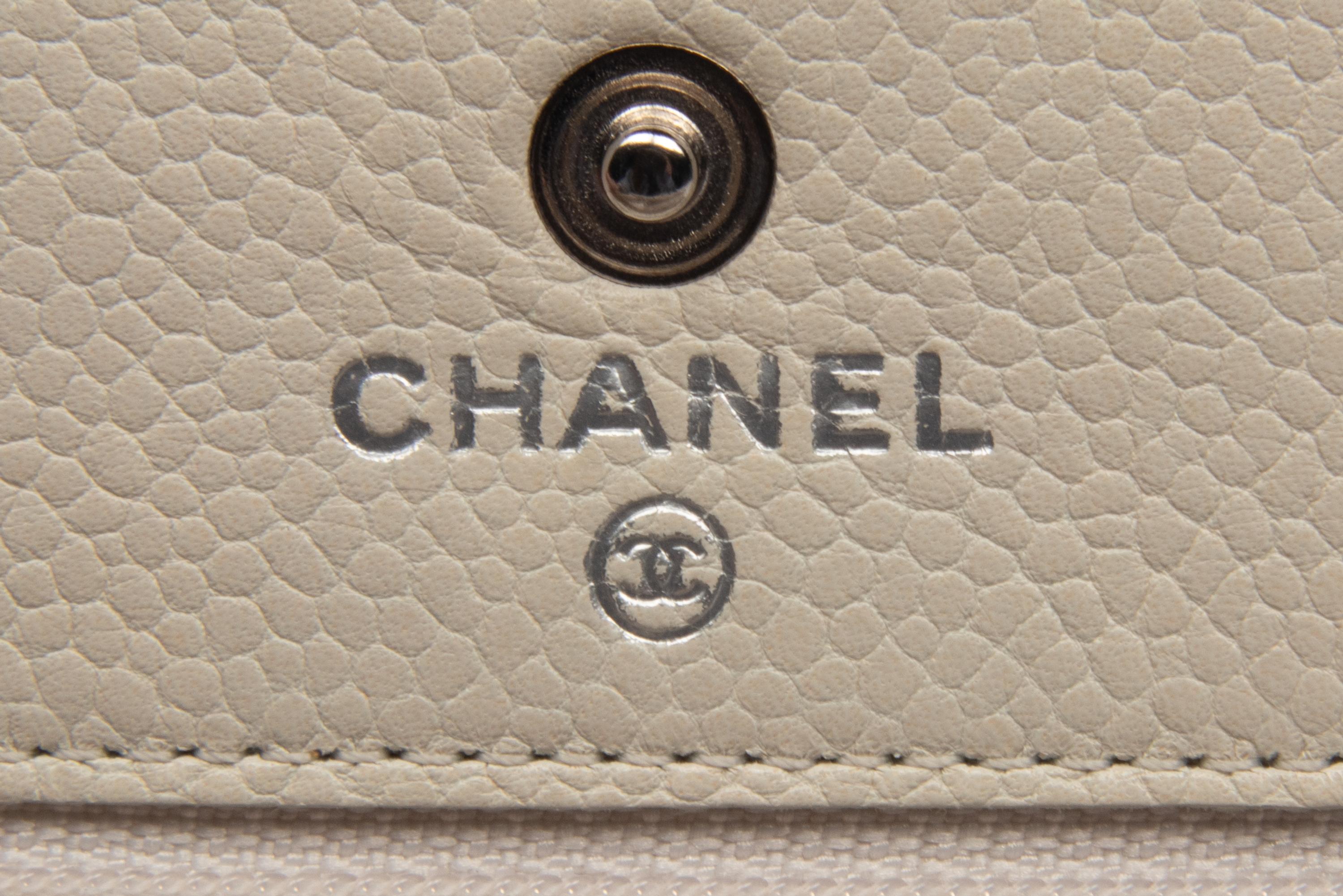 Chanel Timeless Wallet On Chain in White Caviar Leather