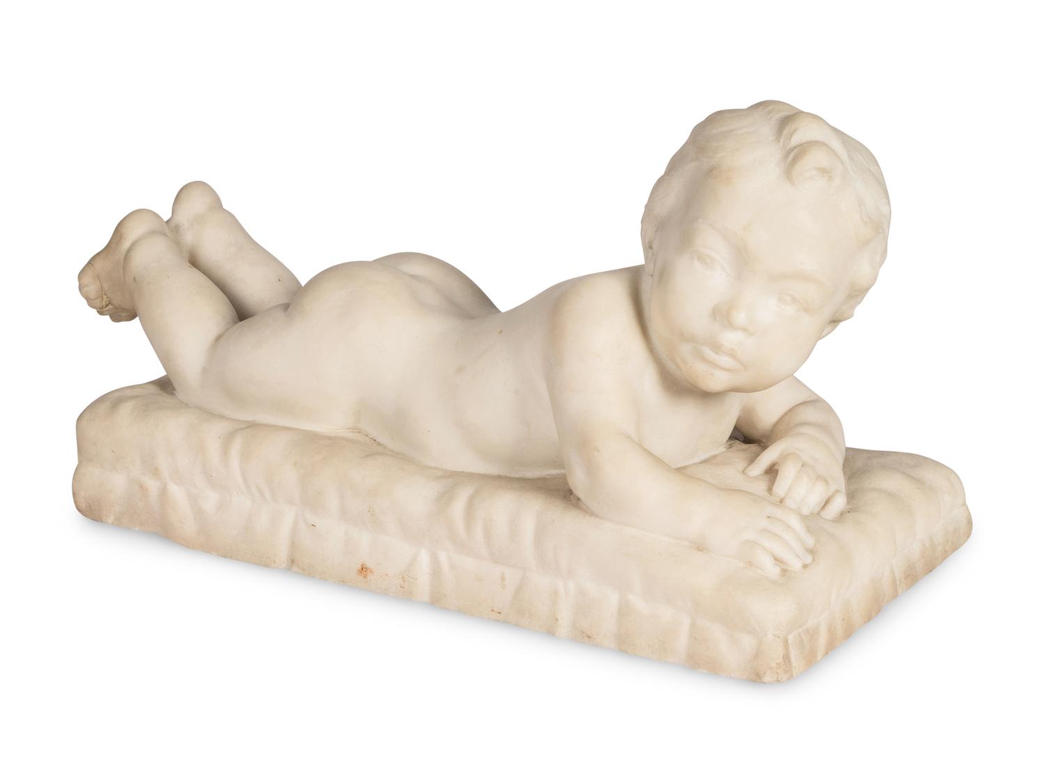 A Carved Marble Figure of a Baby