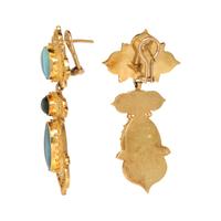 LUNA FELIX GOLDSMITH, YELLOW GOLD, OPAL AND CHROME DIOPSIDE EARCLIPS