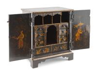A George III Japanned Jewelry Cabinet