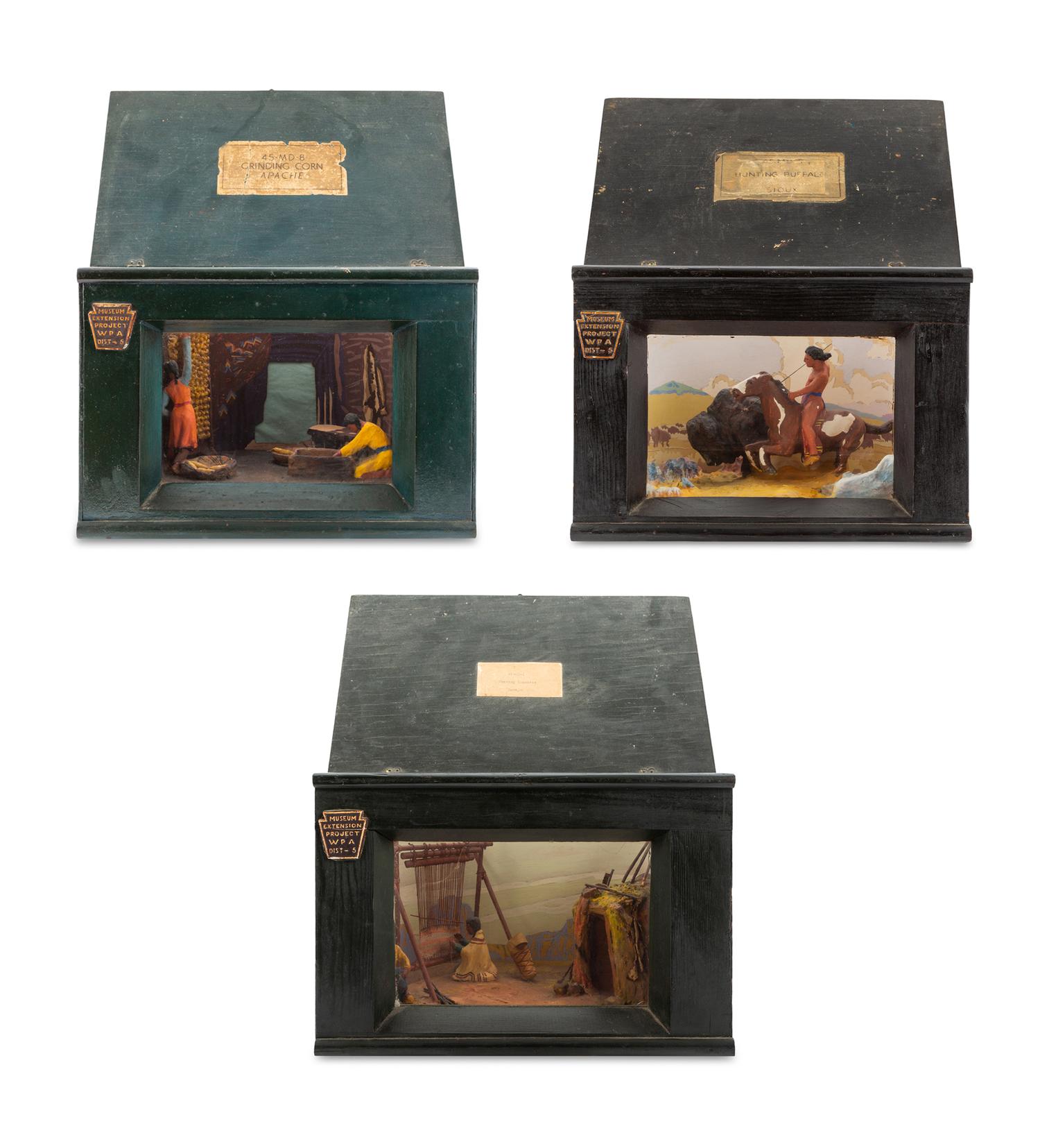 A Group of Three WPA American Indian Dioramas
