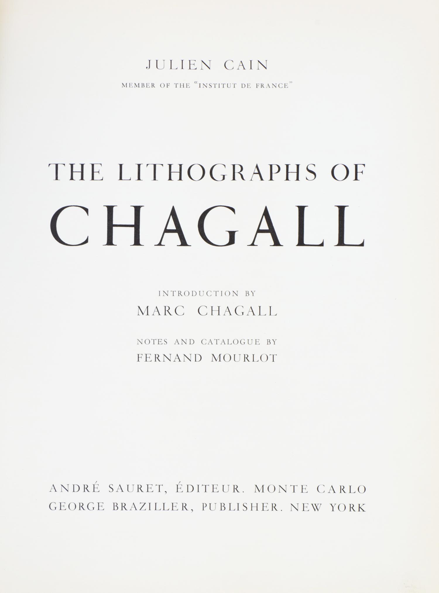 CHAGALL, MARC. Chagall Lithographe I-IV and VI. Monte Carlo; NY, 1960-1986. With 28 original lithographs.