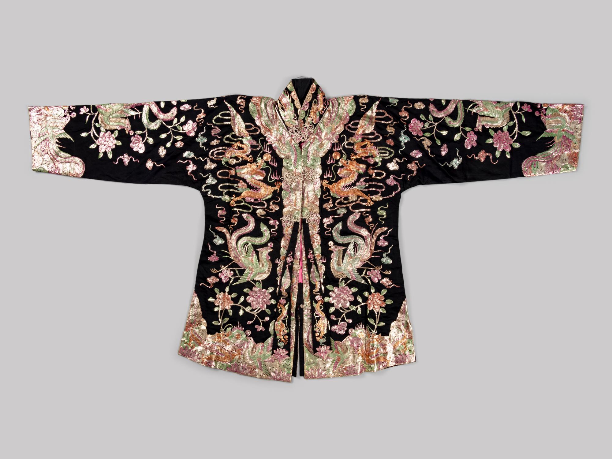 Two Sets of Embroidered Silk Wedding Gowns