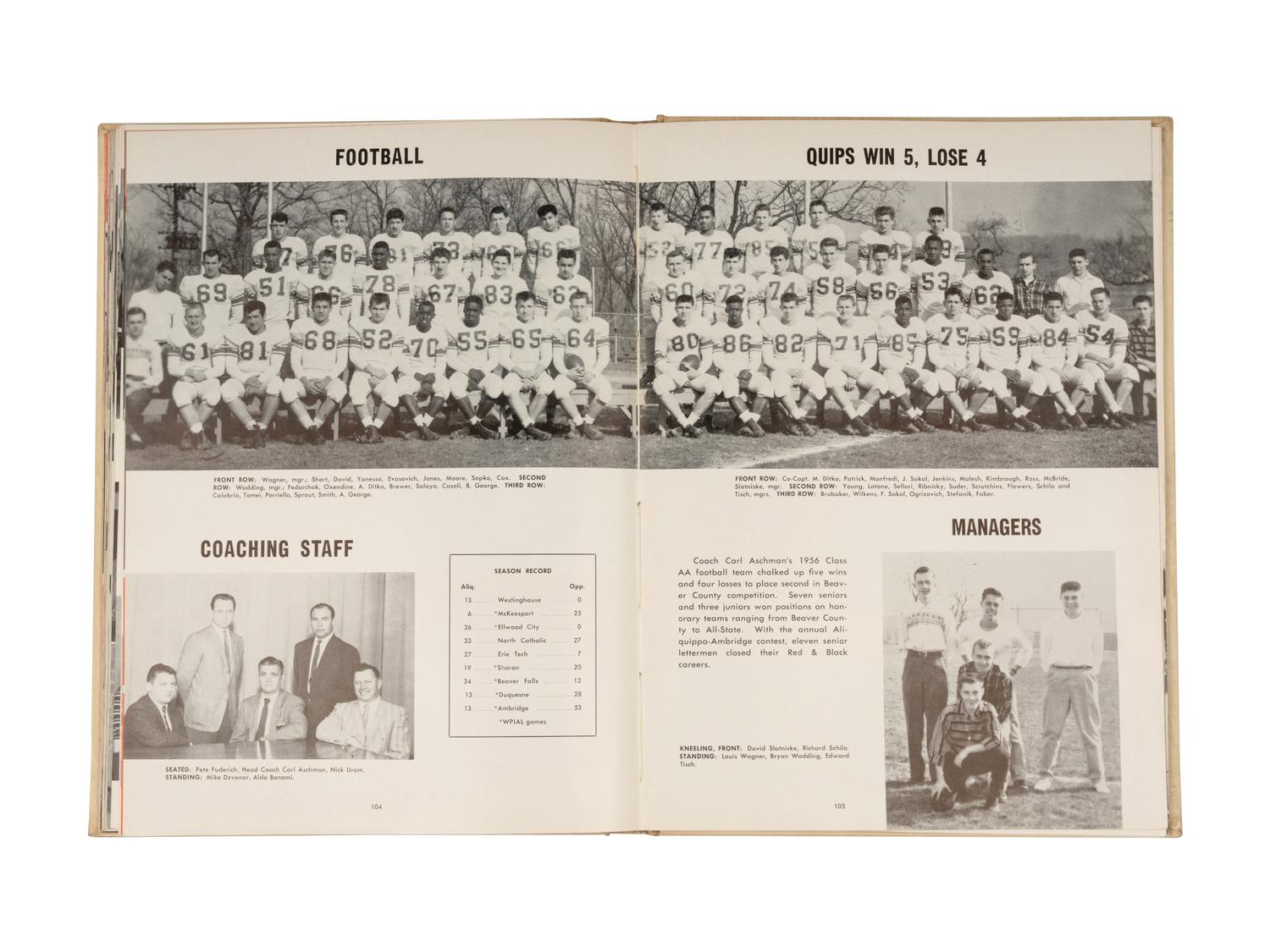 Mike Ditka's Personally Owned 1957 Aliquippa, Pennsylvania High School Senior Yearbook From The Collection of Mike Ditka