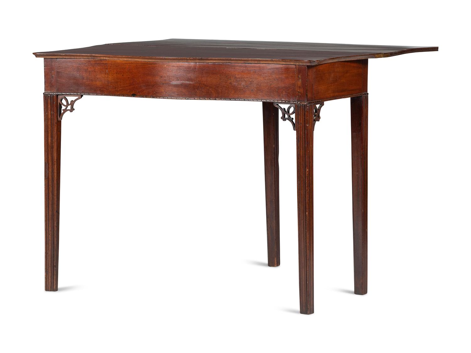 A Federal Carved Mahogany Serpentine Game Table