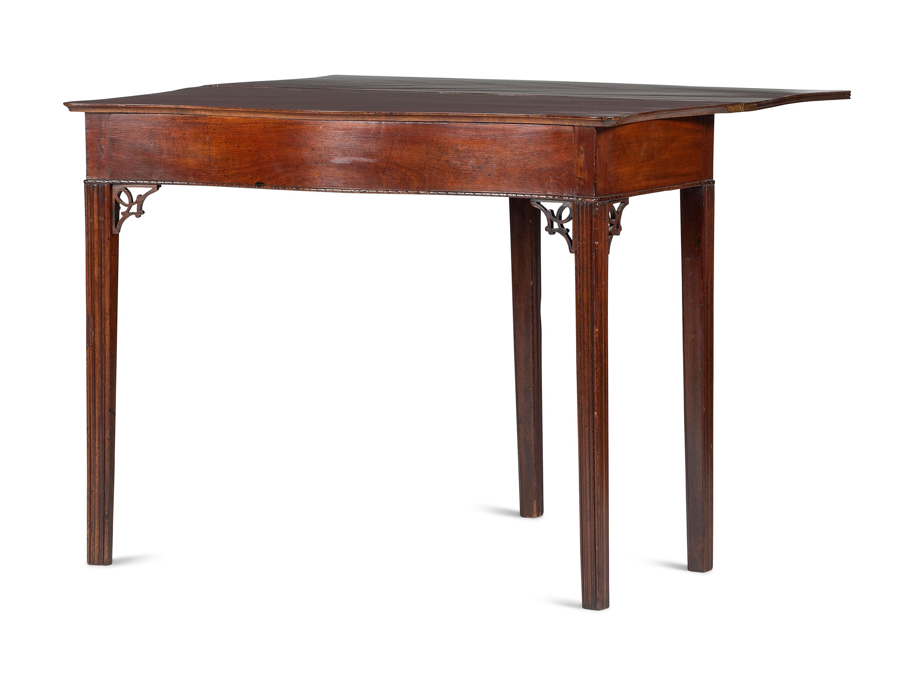 A Federal Carved Mahogany Serpentine Game Table