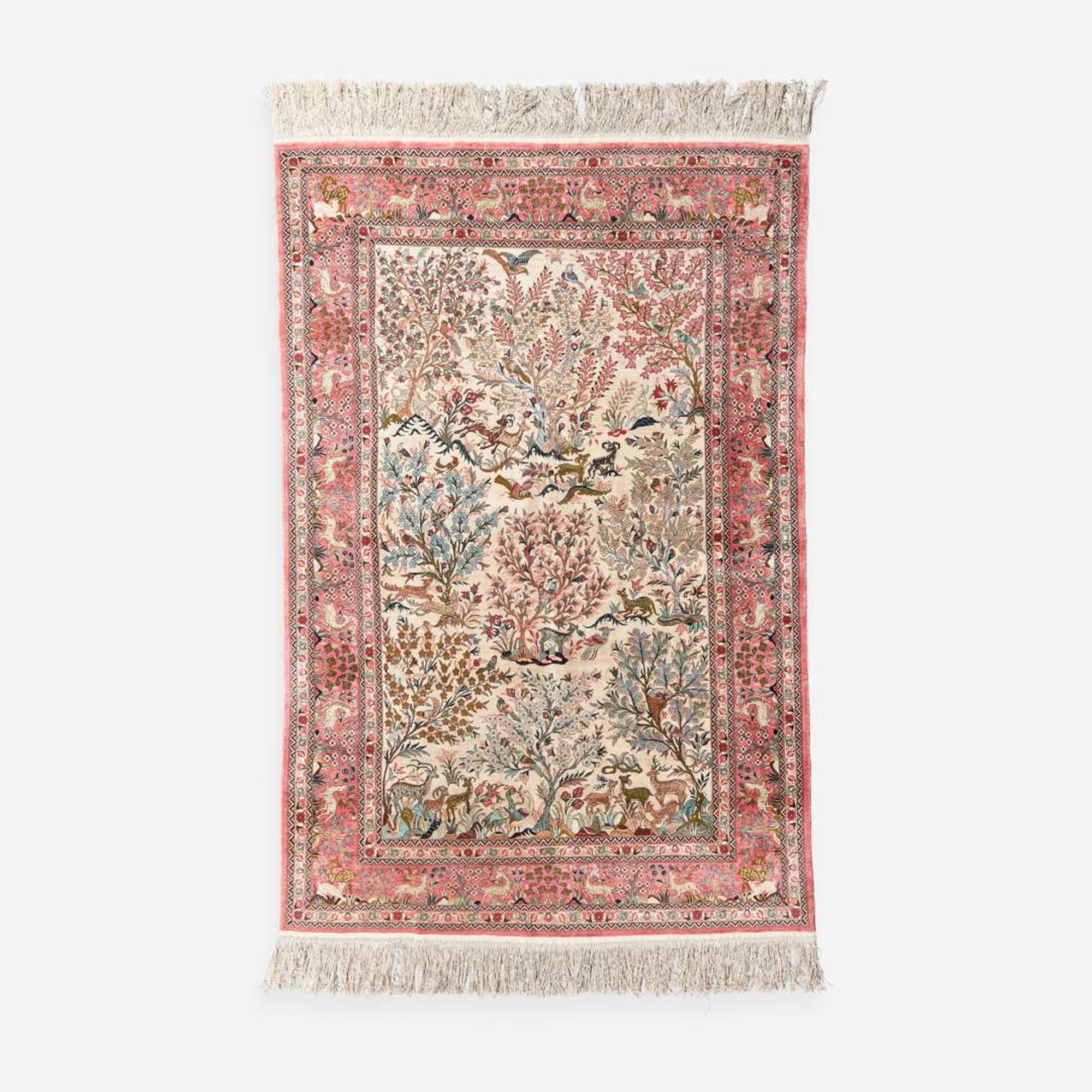 A Sino Qum silk rug 20th century
