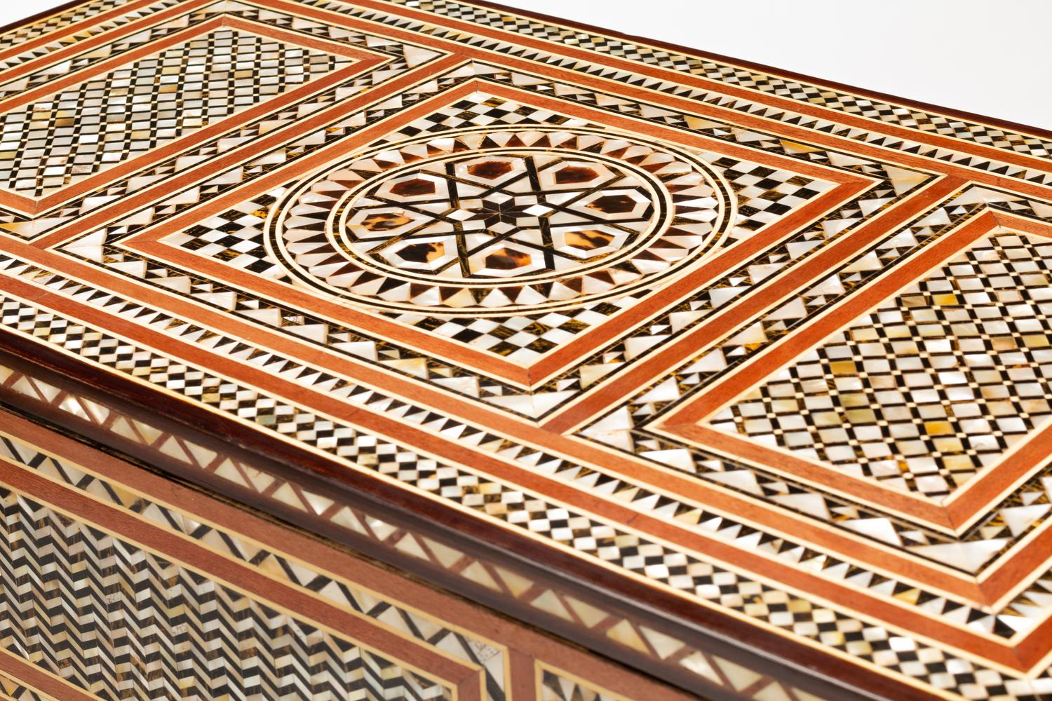 A Pair of Moorish Style Mother-of-Pearl Inlaid Commodes