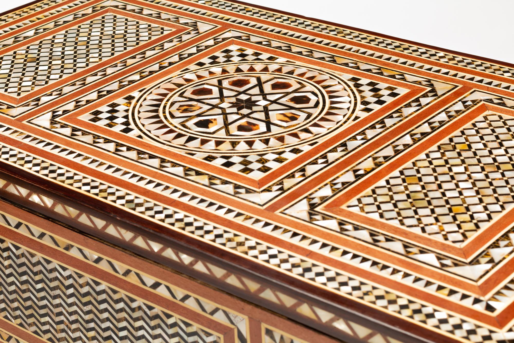 A Pair of Moorish Style Mother-of-Pearl Inlaid Commodes