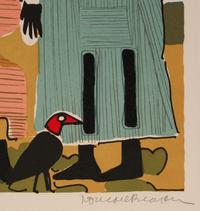 BEARDEN, Romare (1911-1988), artist. Firebirds . Signed print. [1979].