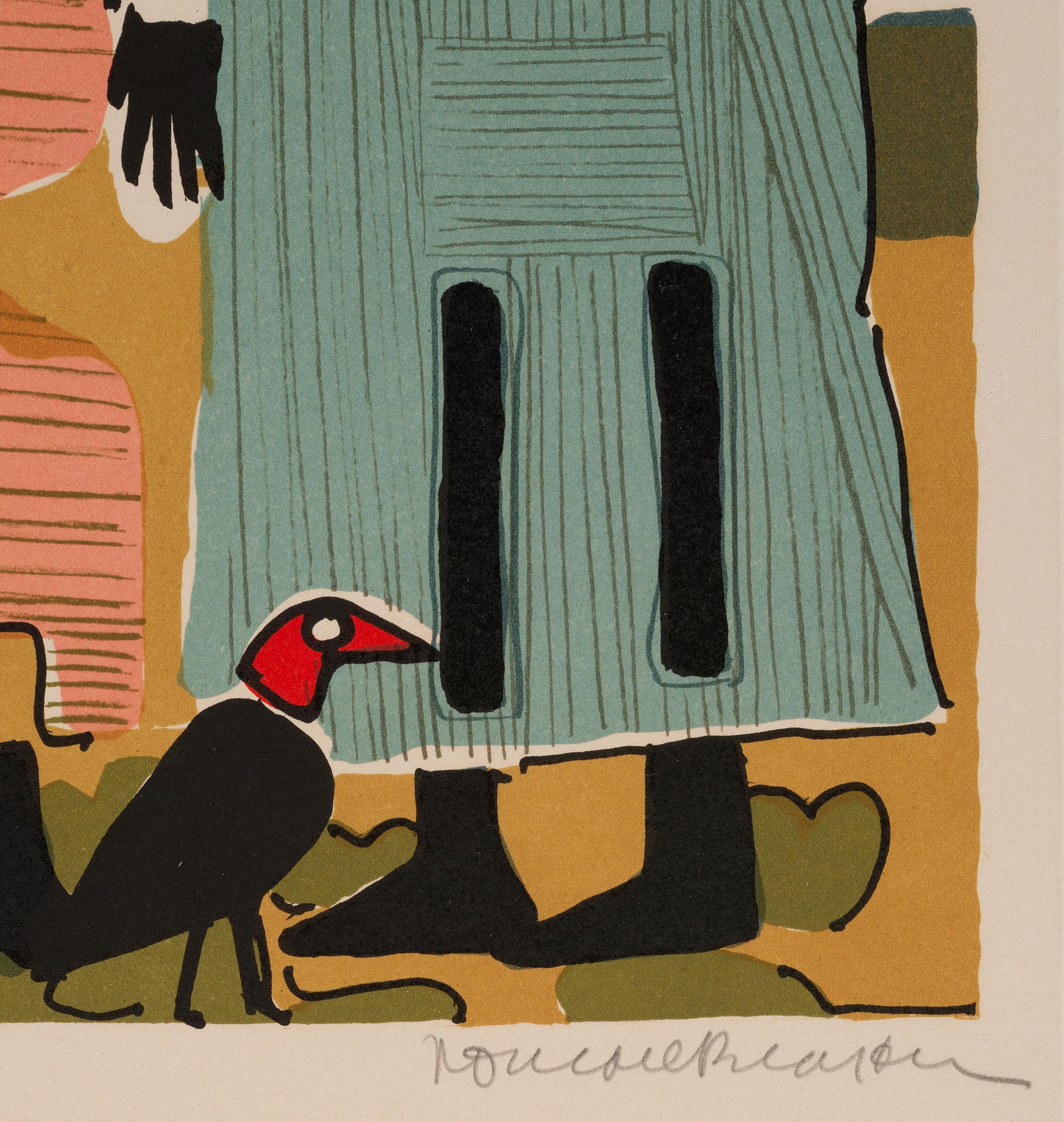 BEARDEN, Romare (1911-1988), artist. Firebirds . Signed print. [1979].