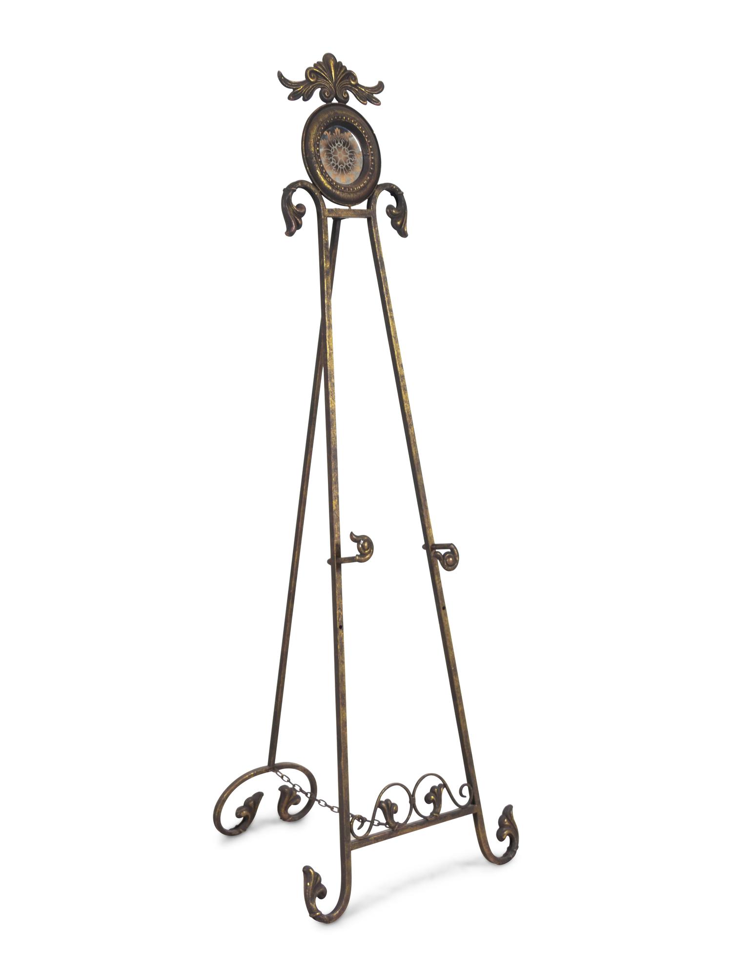 A French Patinated and Gilt Metal Easel