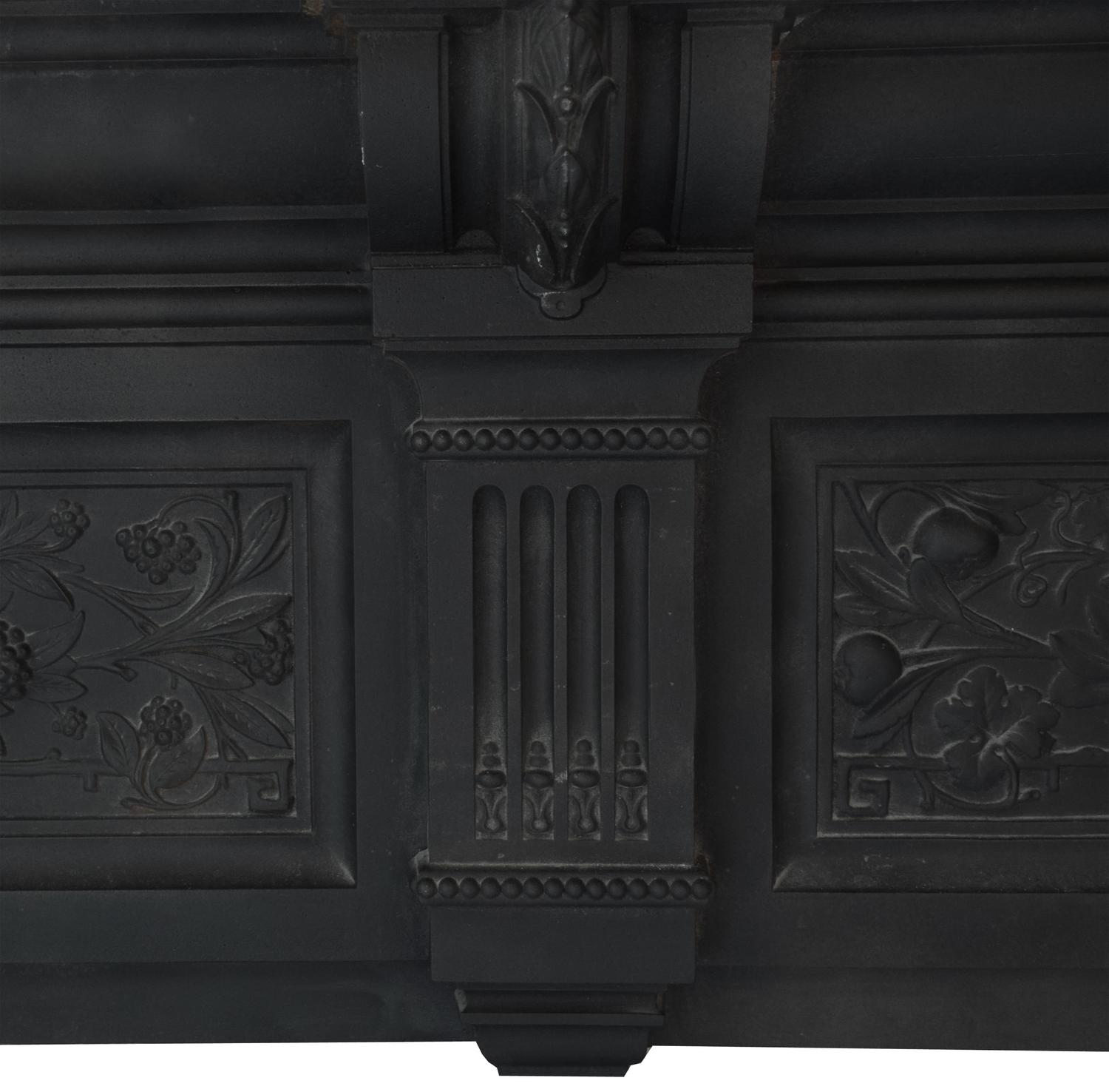 A Cast Iron Peace and Plenty Fireplace Mantel 64.5" W W x 9" D x 58.5" H — England, Circa 1880