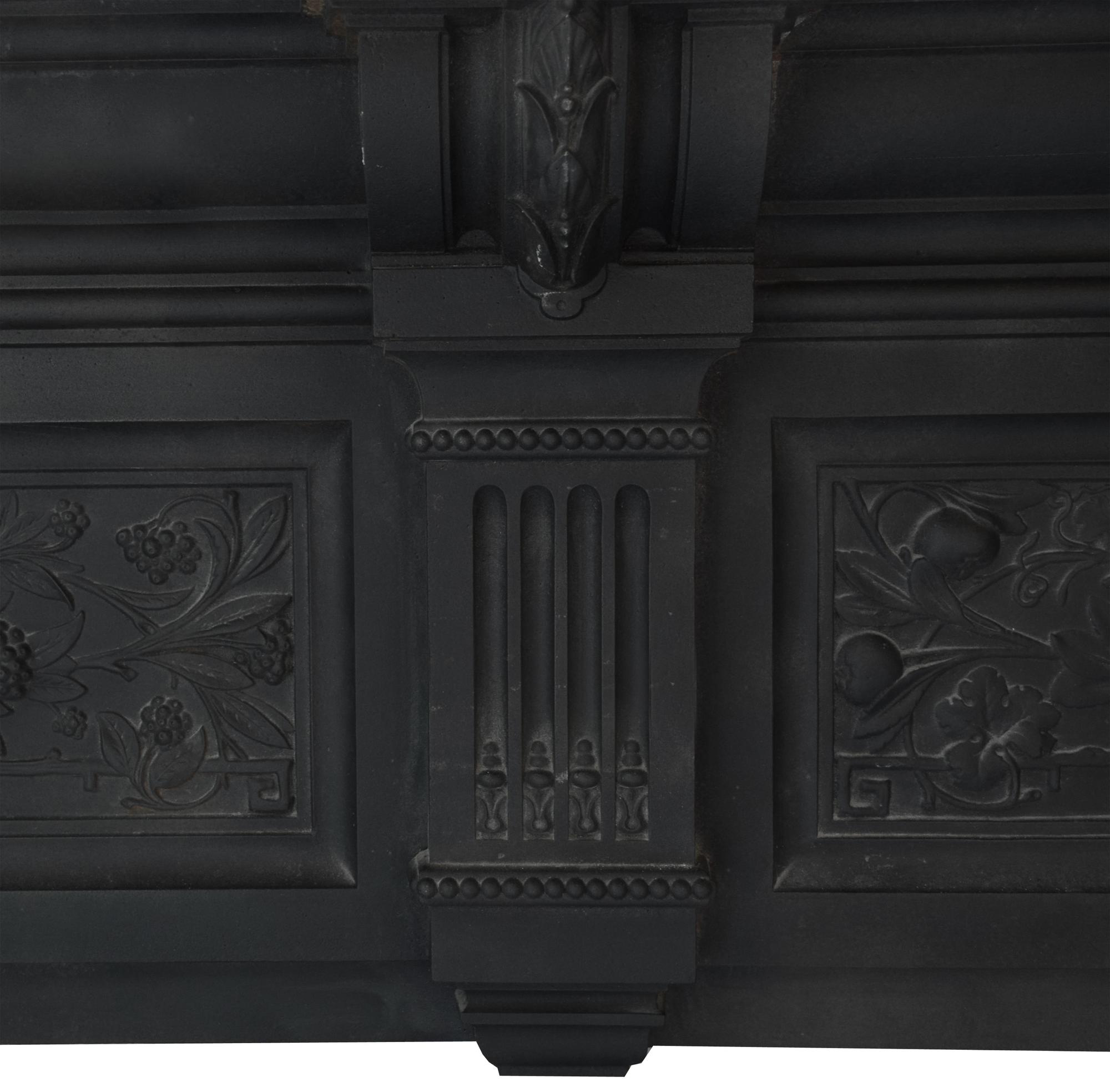 A Cast Iron Peace and Plenty Fireplace Mantel 64.5" W W x 9" D x 58.5" H — England, Circa 1880