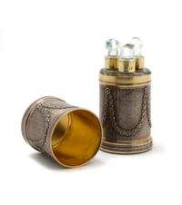 A French Neoclassical Silver and Glass Scent Bottle, Height 4 inches.