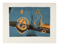 A Group of Four Prints (Bouteille et Fruits; Paysage Vert; Thiere Rouge Et Bleu; La Colline Rouge) , 1968