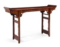 A Hardwood Altar Table, Qiaotou'an Height 36 1/4 x width 59 3/4 x depth 15 inches. — QING DYNASTY (1644-1911)