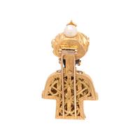 NARDI, YELLOW GOLD, COLORED DIAMOND AND CULTURED PEARL BLACKAMOOR BROOCH