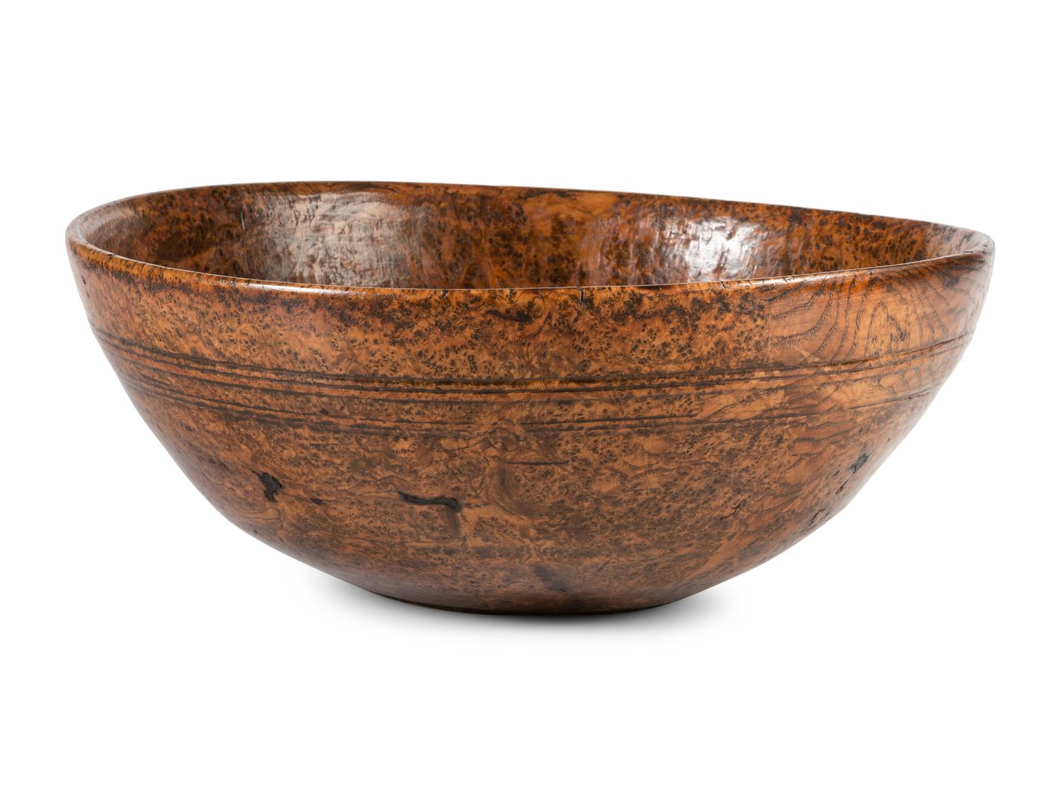 A Burlwood Turned and Incised Breadbowl