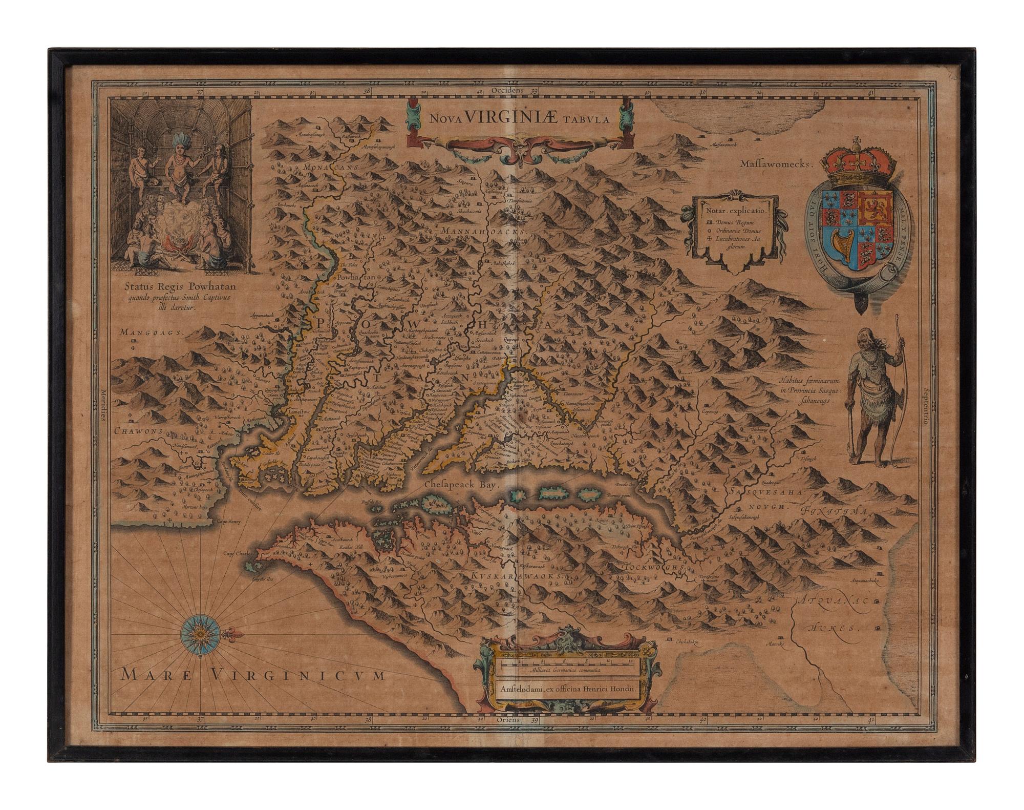 HONDIUS Henricus (1573-1650). Nova Virginiae Tabula . Amsterdam, ca 1645?