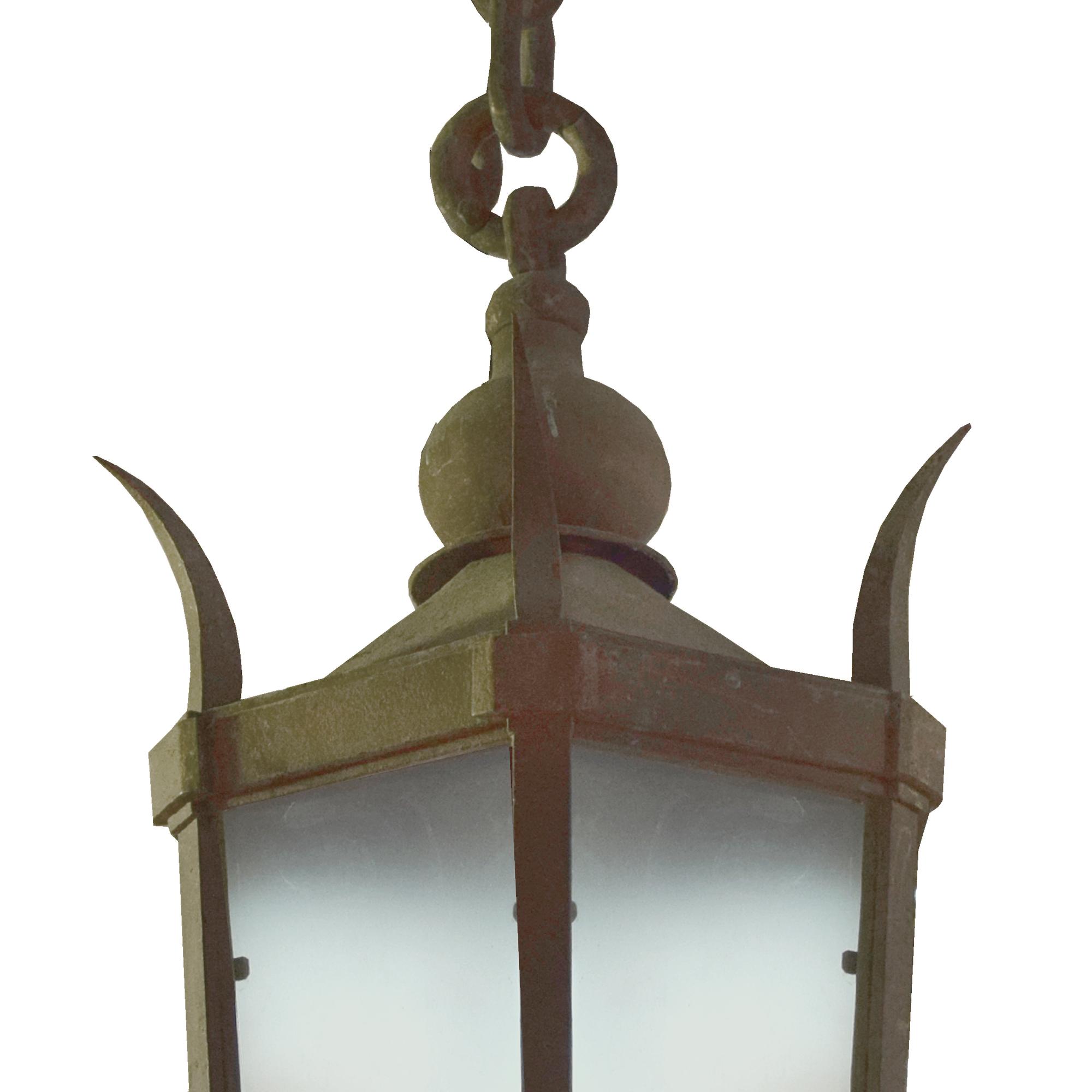 A Wrought Iron Light Fixture 15" W x 15" D x 30" H +57" Chain — Argentina, Circa 1930