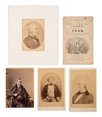 [ENSLAVEMENT & ABOLITION]. A group of photographs and other items related to abolitionist figures incl. Wendell PHILLIPS (1811-1884) and Charles SUMNER (1811-1874).