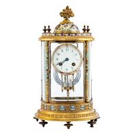 A French Brass and Champlevé Enamel Mantel Clock