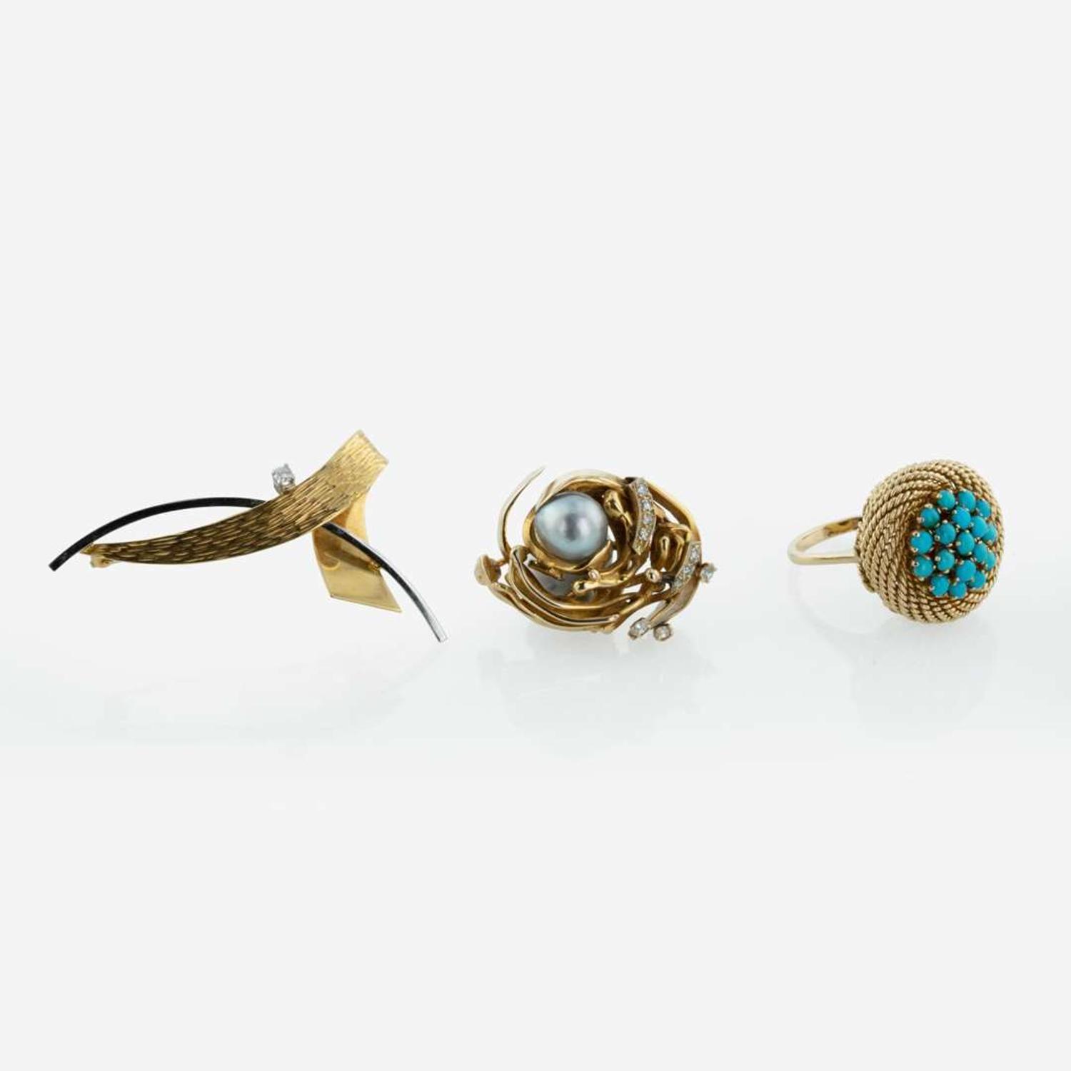A Collection of Yellow Gold and Gemstone Jewelry
