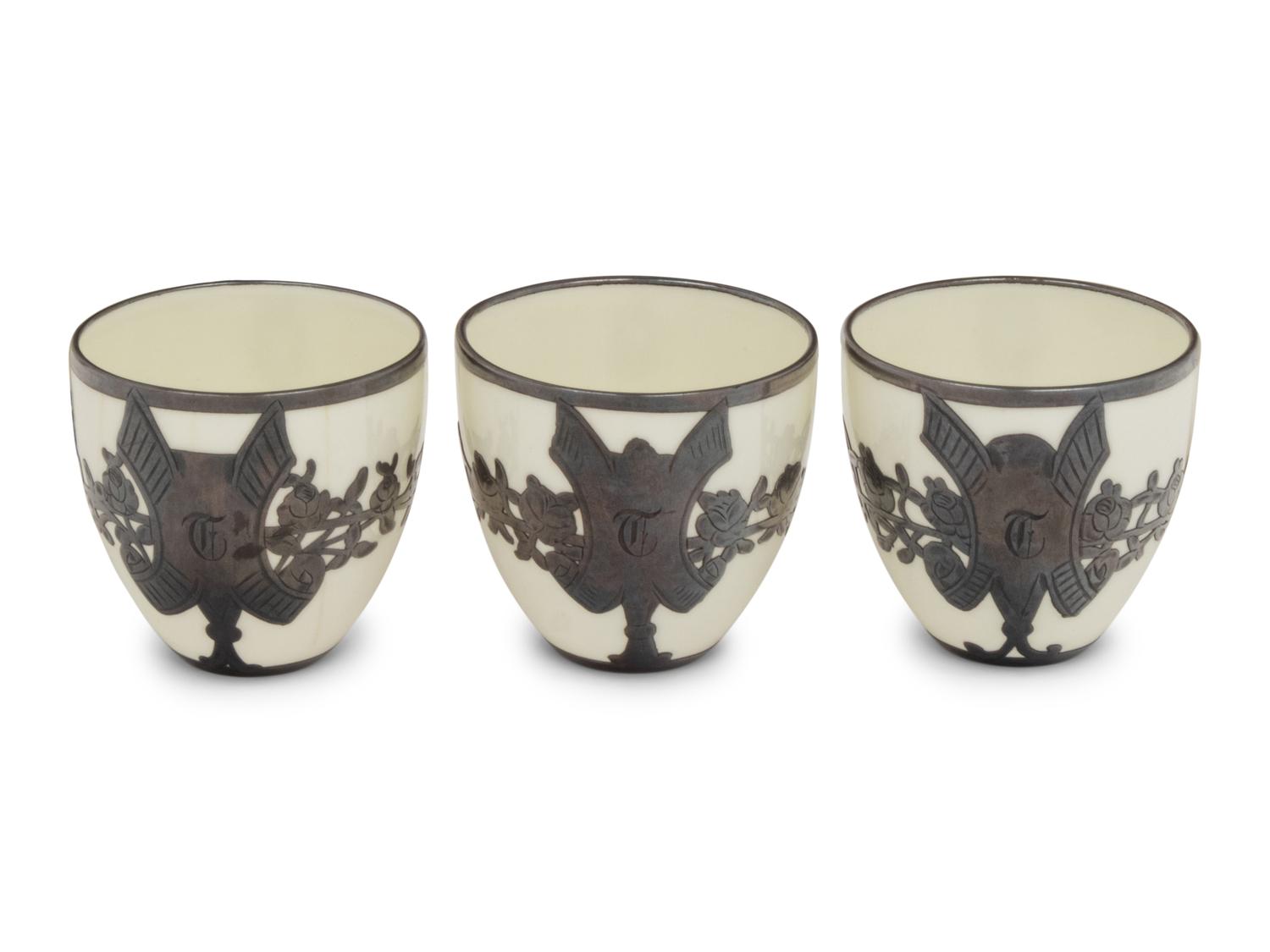 An English Metal Mounted Porcelain Coffee Service