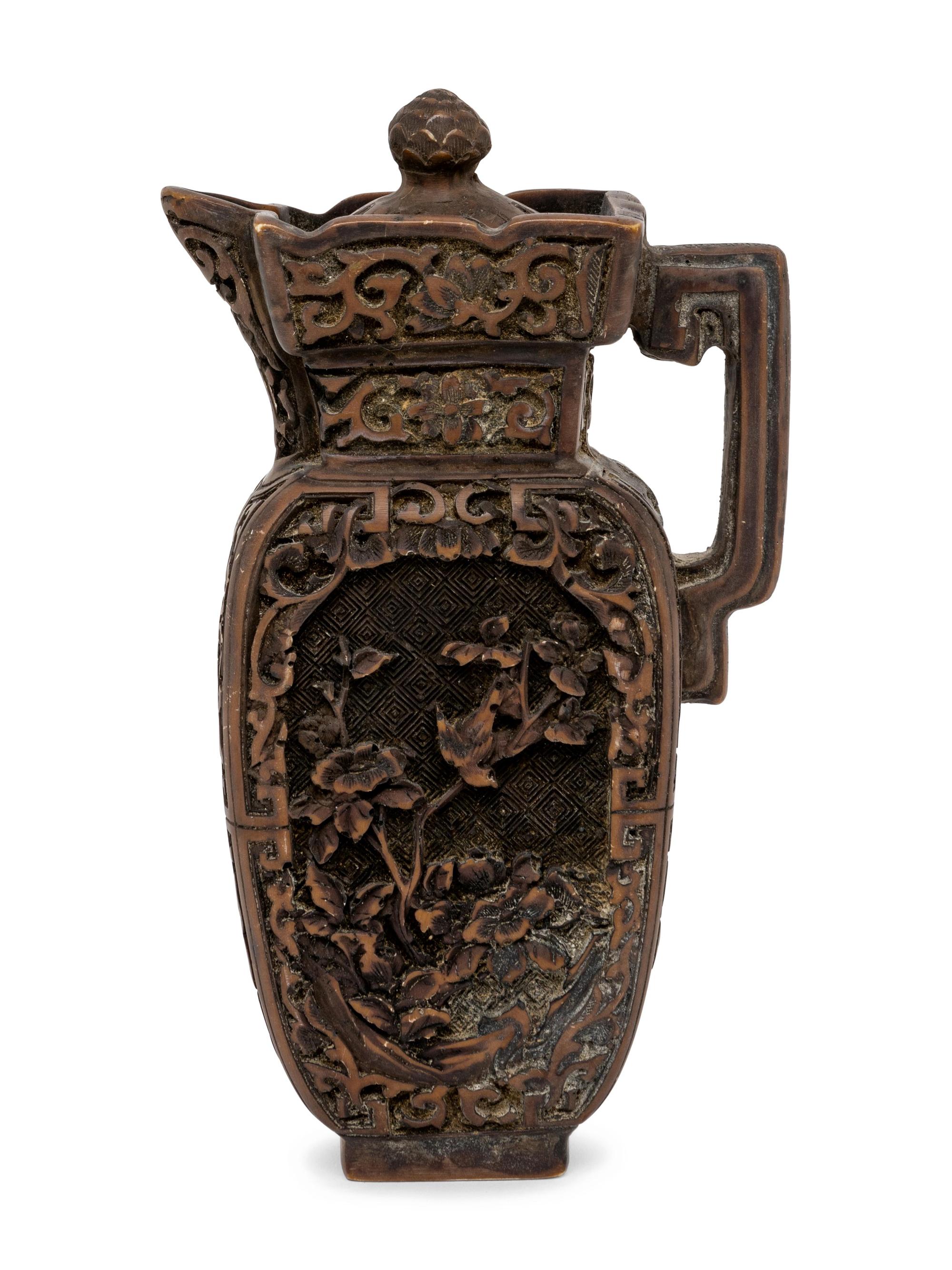 A Tibetan Carved Yak Bone Vessel