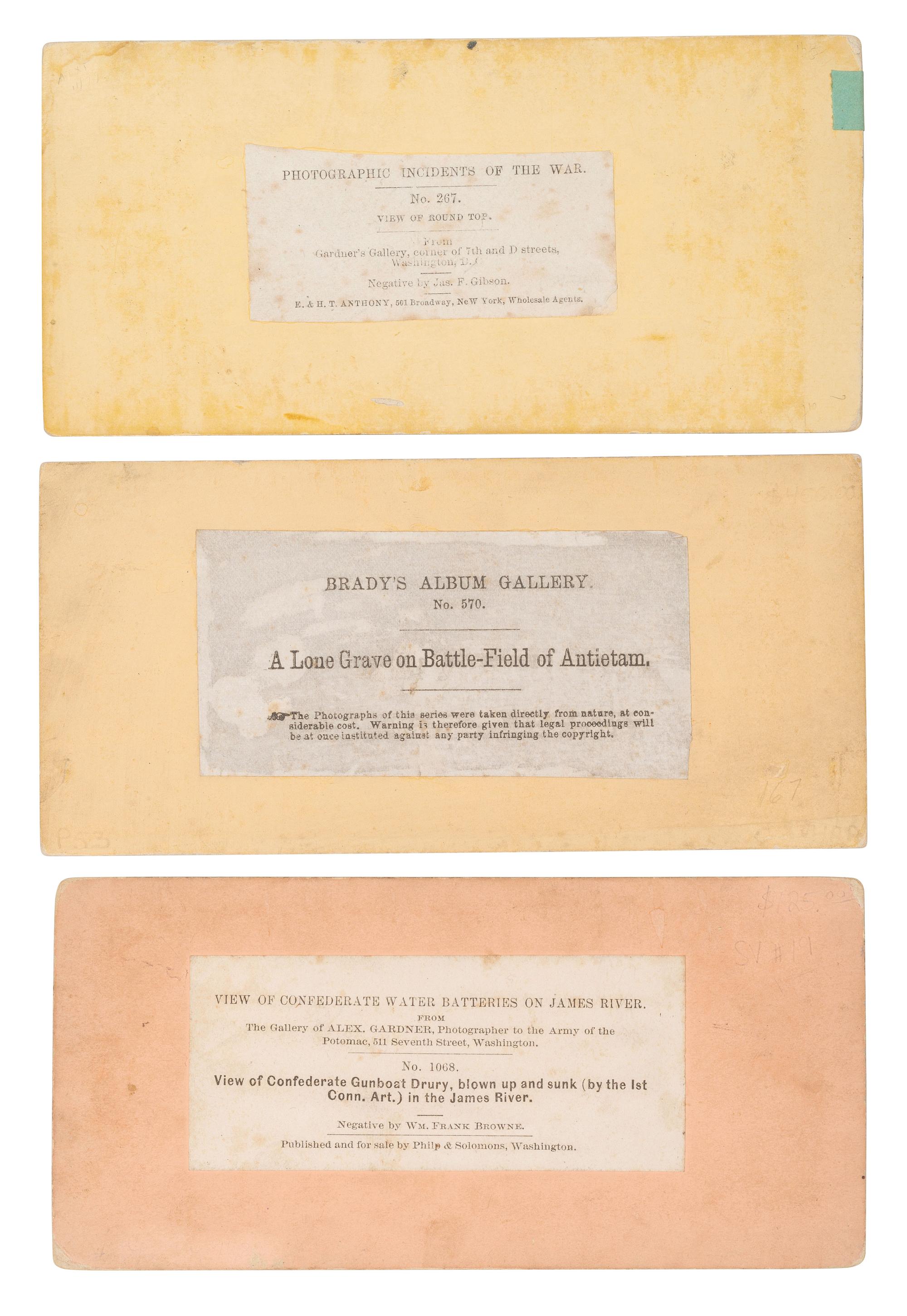 [CIVIL WAR]. 21 assorted Civil War stereoviews published by Alexander GARDNER. 1862-1865.