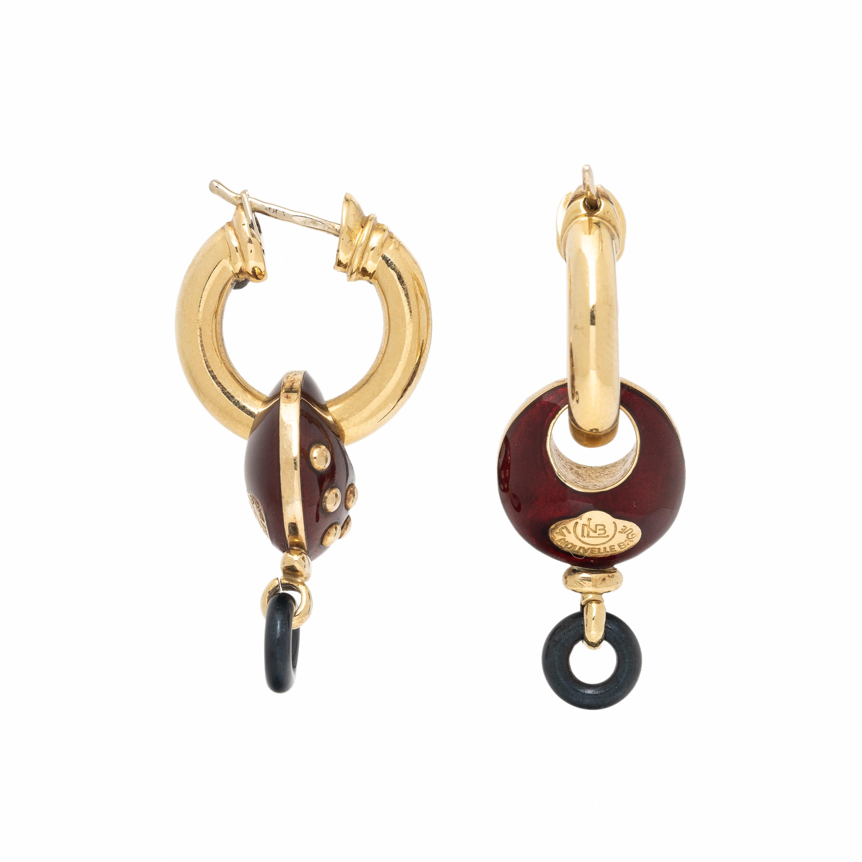 La Nouvelle Bague, Yellow Gold and Enamel Earrings