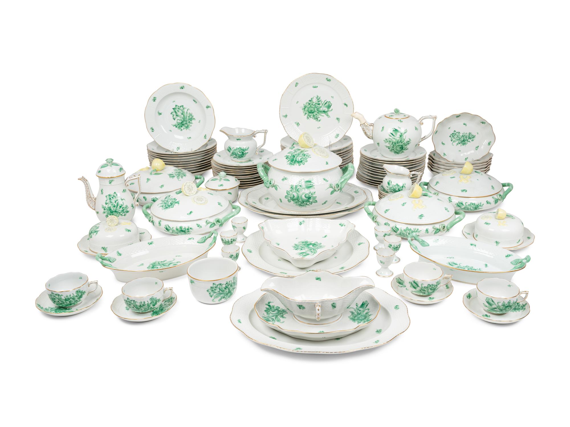 A Herend Chinese Bouquet Porcelain Dinner Service