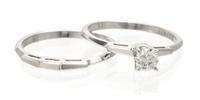A 18 Karat White Gold and Diamond Ring Set, 2.30 dwts.