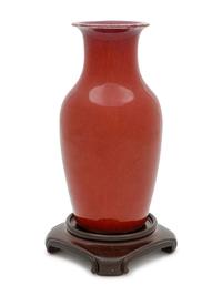 A Chinese Sang-de-Boeuf Glazed Porcelain Baluster Vase