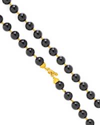 HIGH KARAT YELLOW GOLD AND ONYX BEAD NECKLACE