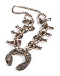 Navajo Blue Gem Turquoise Squash Blossom Necklace