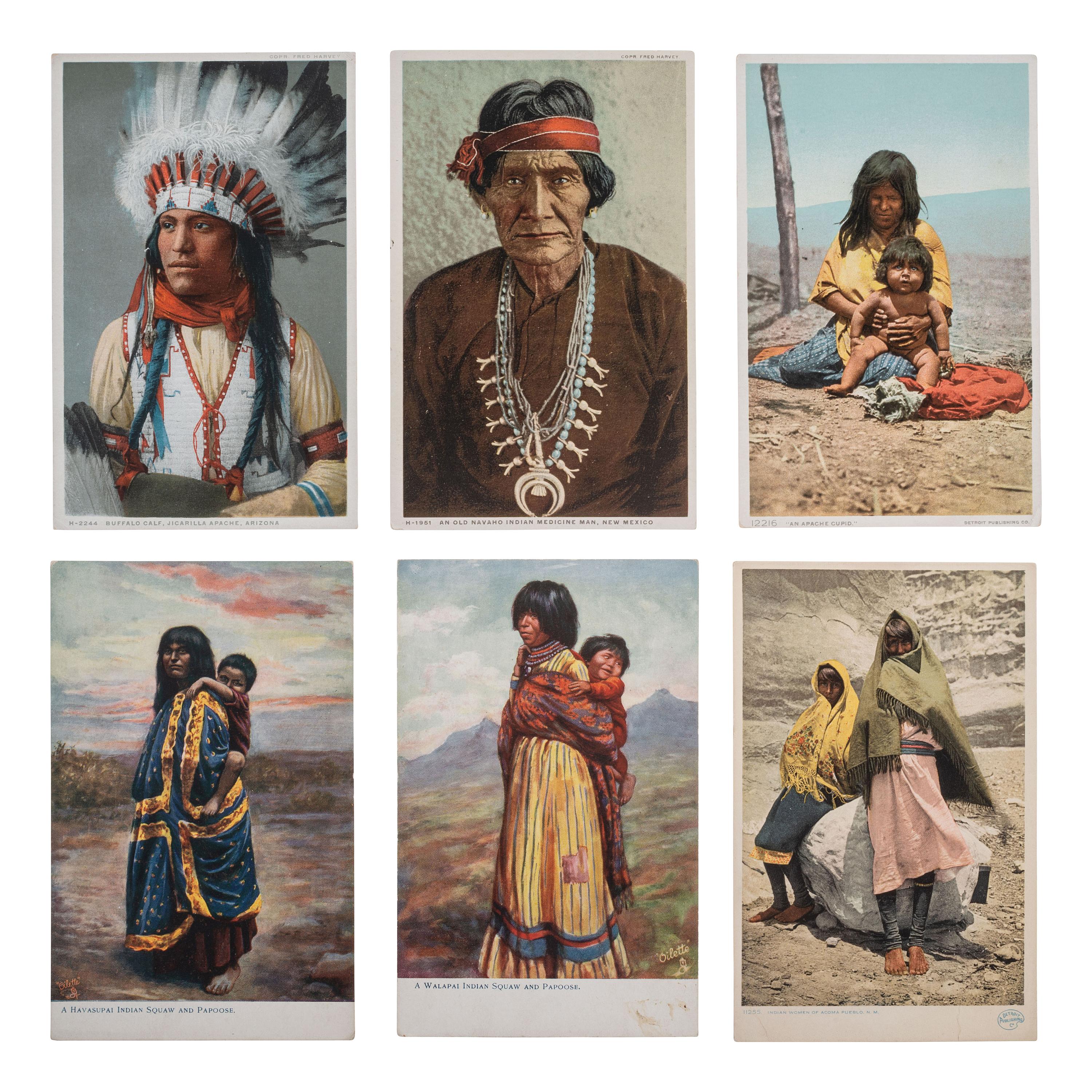 [NATIVE AMERICANS]. 180+ items, incl. RPPCs & "Indian Chewing Gum" cards.