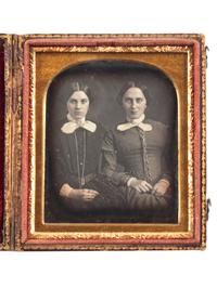 [EARLY PHOTOGRAPHY]. BALL, James Presley (1825-1904), photographer. Sixth plate daguerreotype of two women. Cincinnati, Ohio.