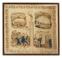 An English Silk Political Handkerchief 29 1/2 x 31 1/2 inches. — CIRCA 1832
