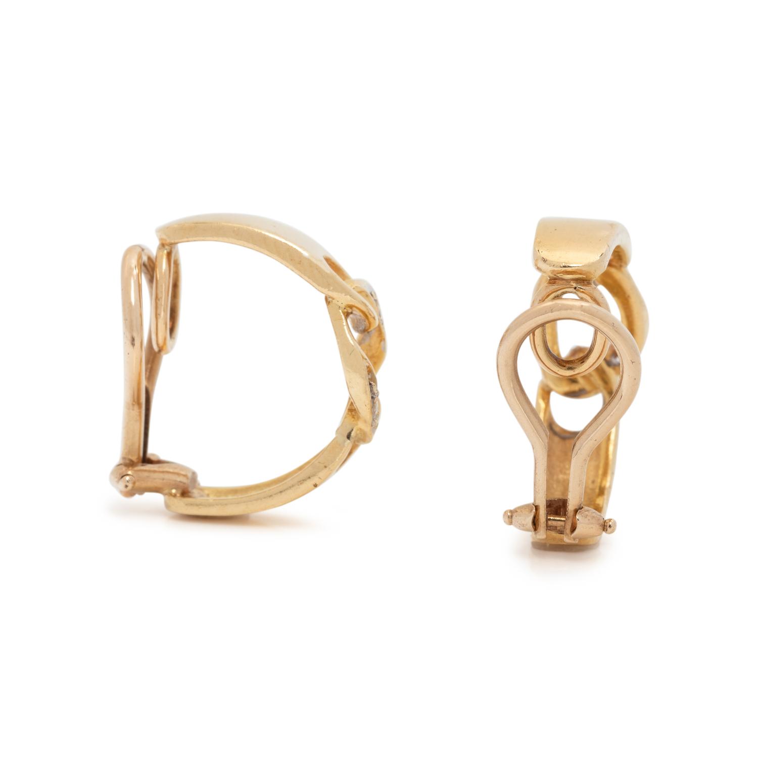 GUCCI, YELLOW GOLD AND DIAMOND EARCLIPS