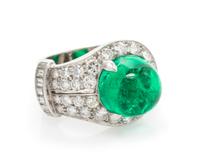 A Platinum, Colombian Emerald and Diamond Ring, Trabert & Hoeffer-Mauboussin, 8.40 dwts.