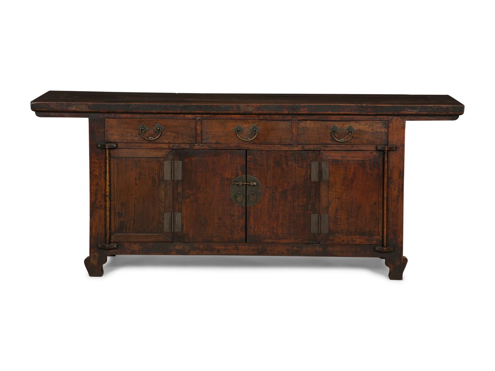 A Chinese Elm Side Cabinet