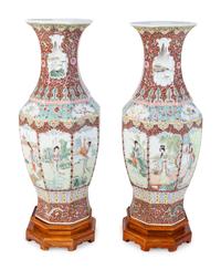 A Pair of Chinese Export Enameled Porcelain Vases