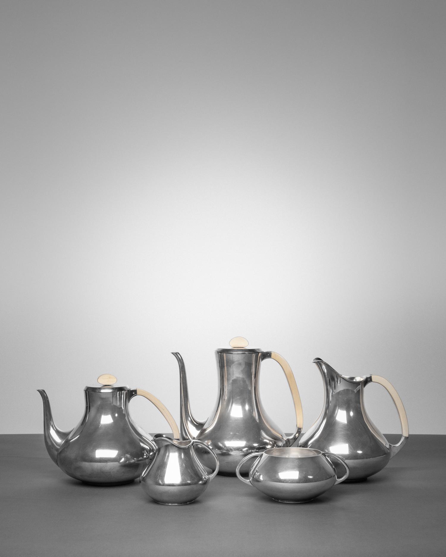 Coffee and Tea Service Comprising Coffee Pot, Tea Pot, Pitcher, Creamer and Sugar