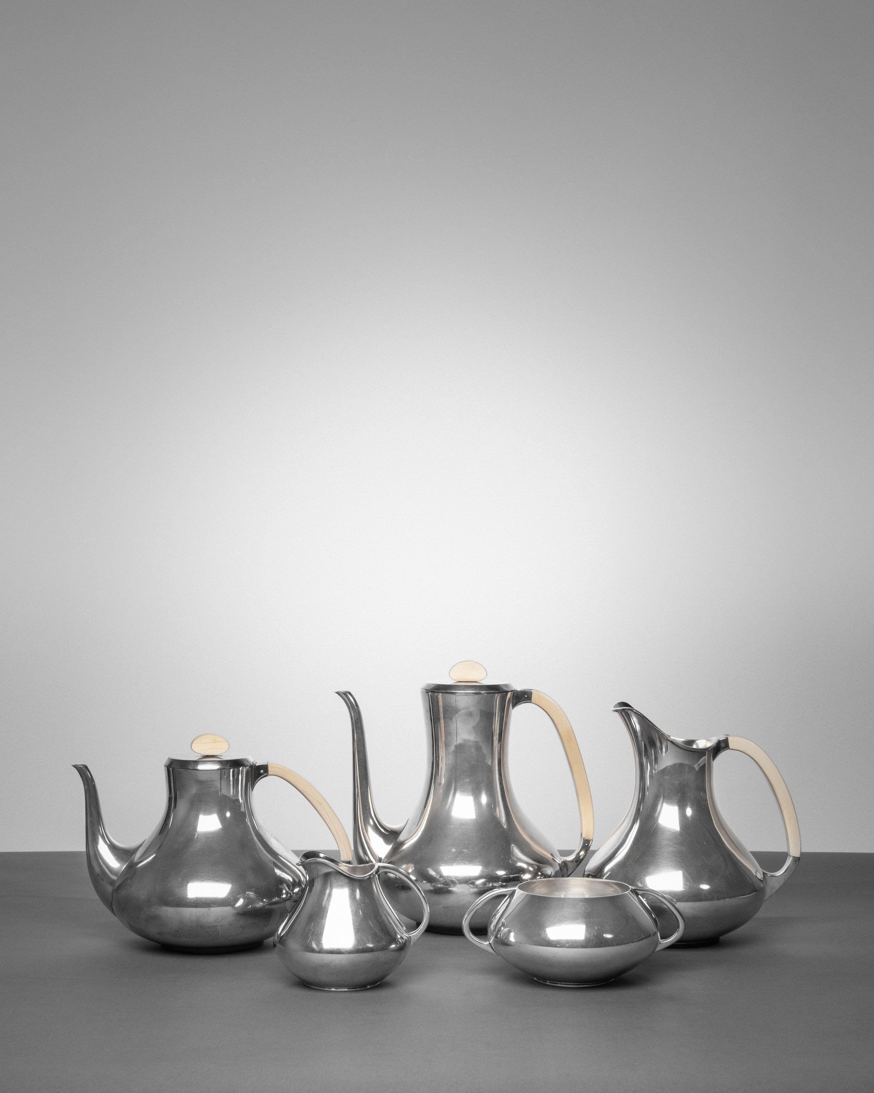 Coffee and Tea Service Comprising Coffee Pot, Tea Pot, Pitcher, Creamer and Sugar