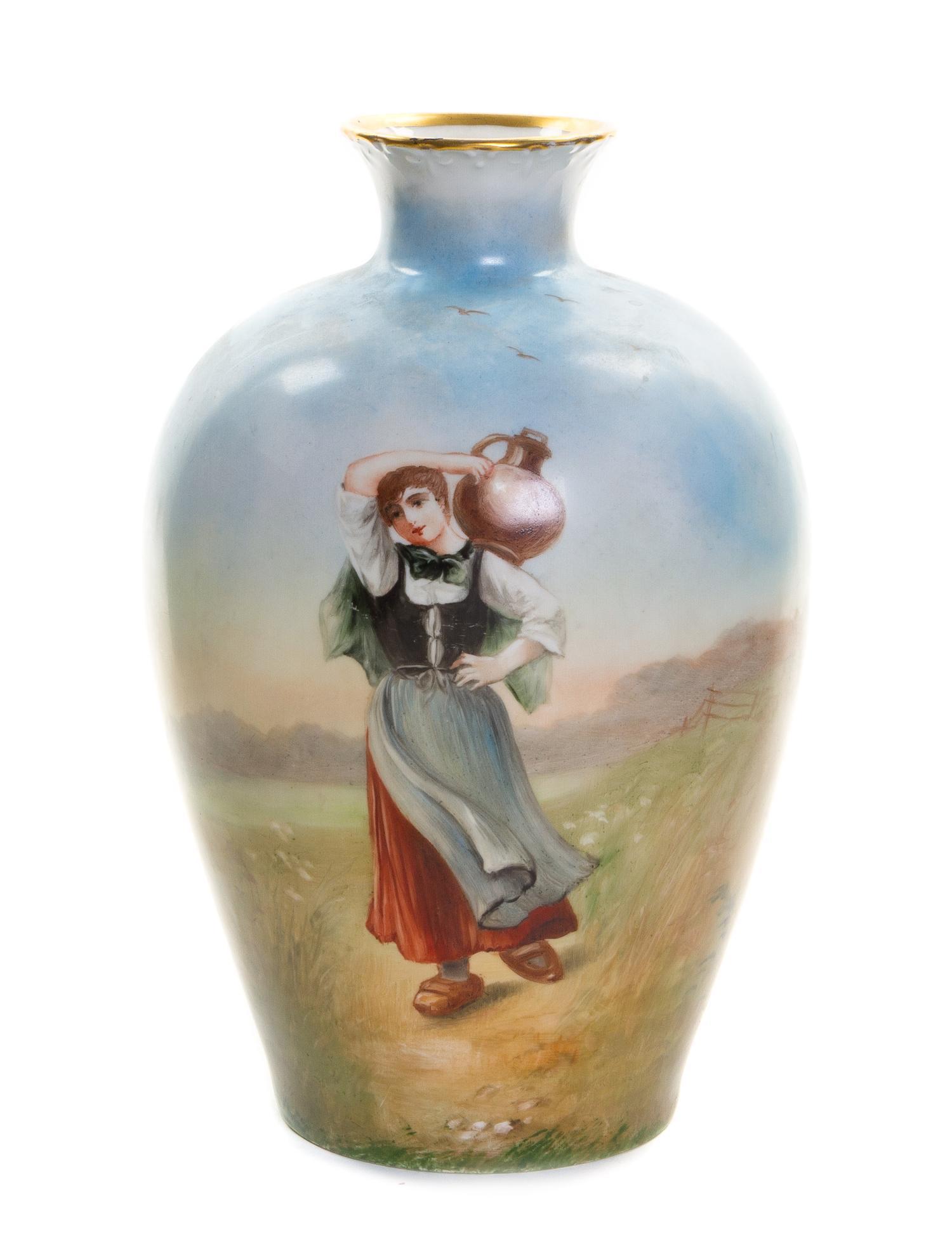 A Limoges Porcelain Vase, Height 11 1/2 inches.